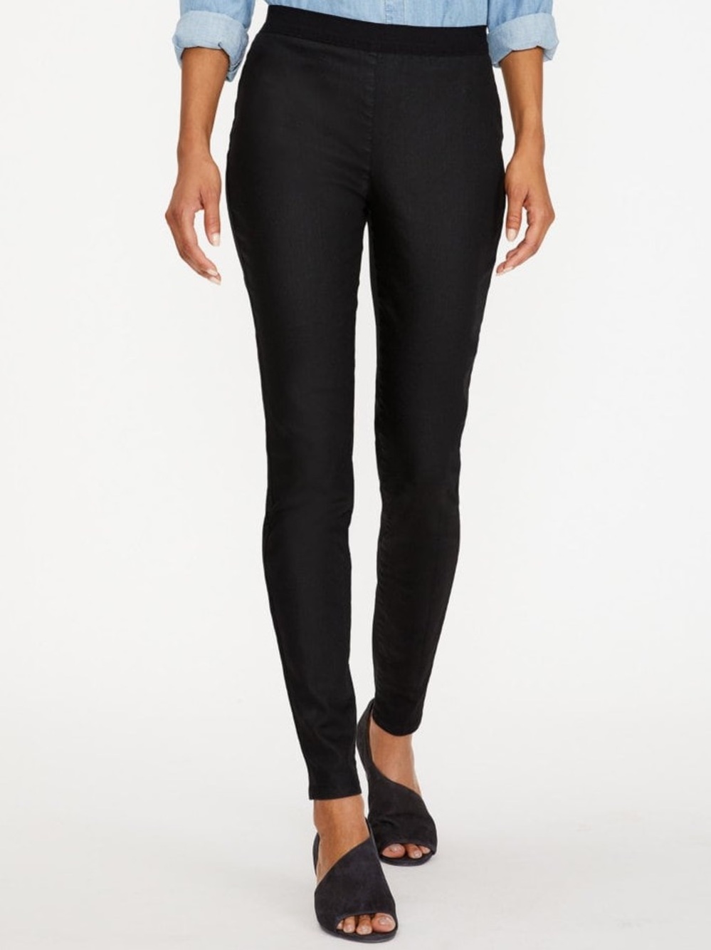 NWT EILEEN FISHER Coated Organic Cotton Denim Leggings in Petite
